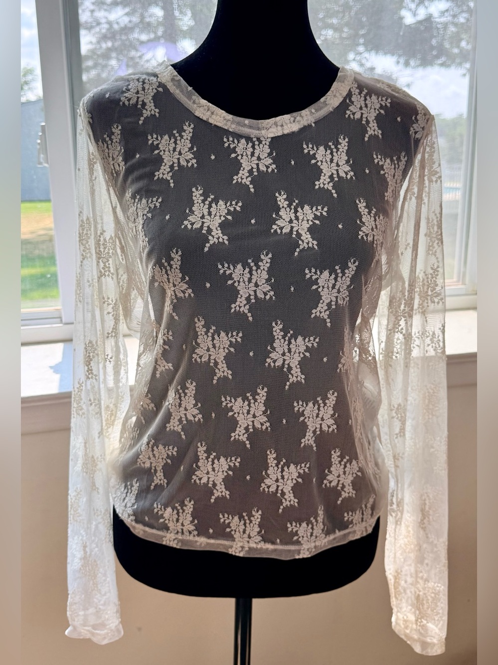 Y2K all over lace no comment long sleeve shirt fairycore Cottagecore XL
EC